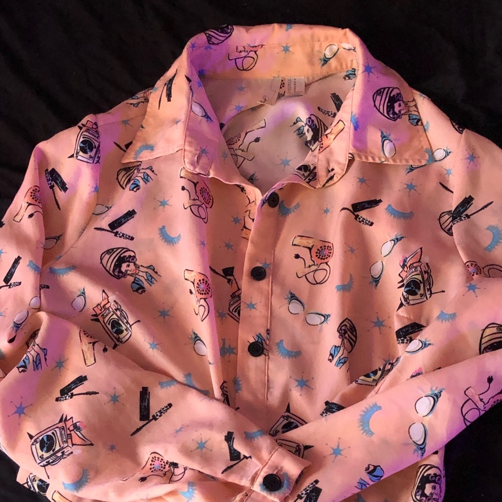 Vintage girly blouse button up